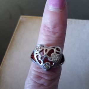 SS CZ HEART RING SIZE 6 3/4 GORGEOUS